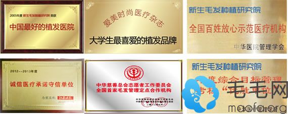 武汉新生毛发种植研究院资质荣誉证书